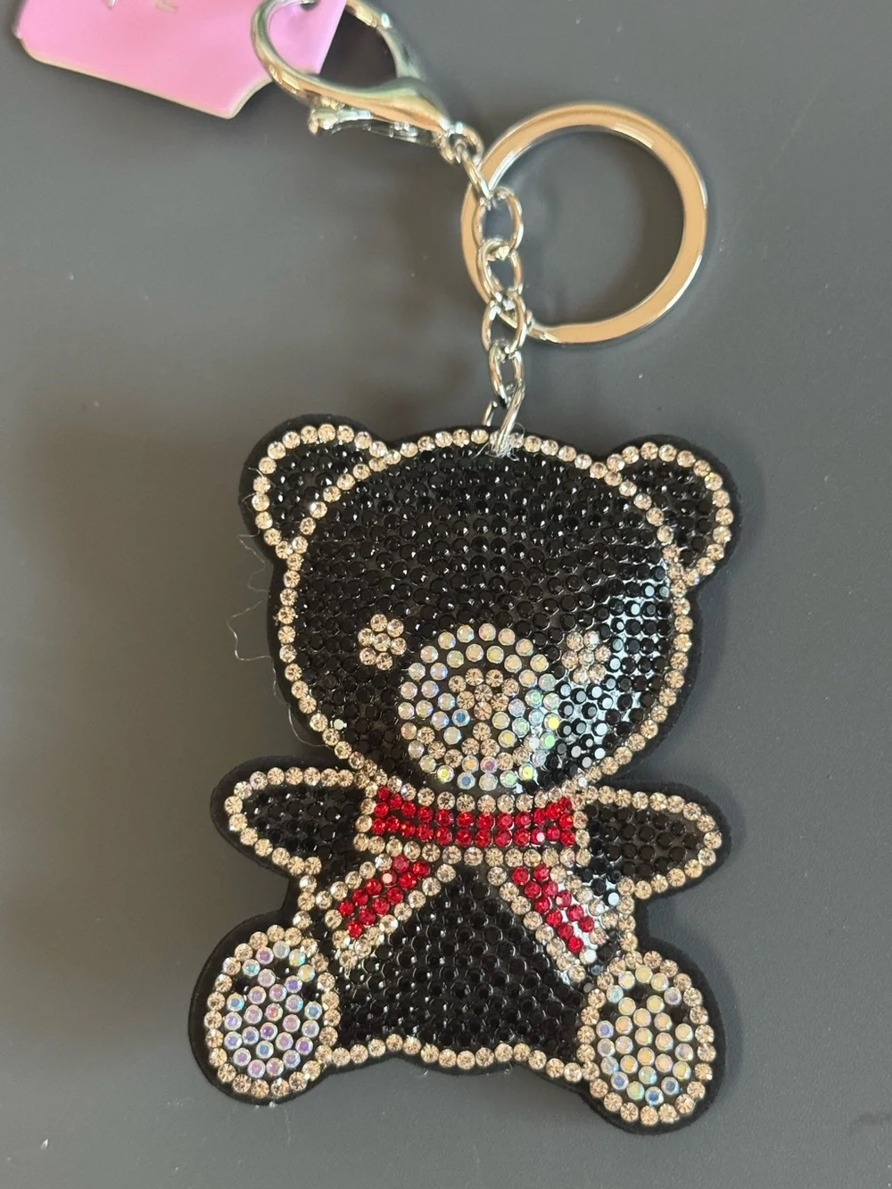 Mint Rhinestone Teddy Bear Keychain Bag Charm NWT Black